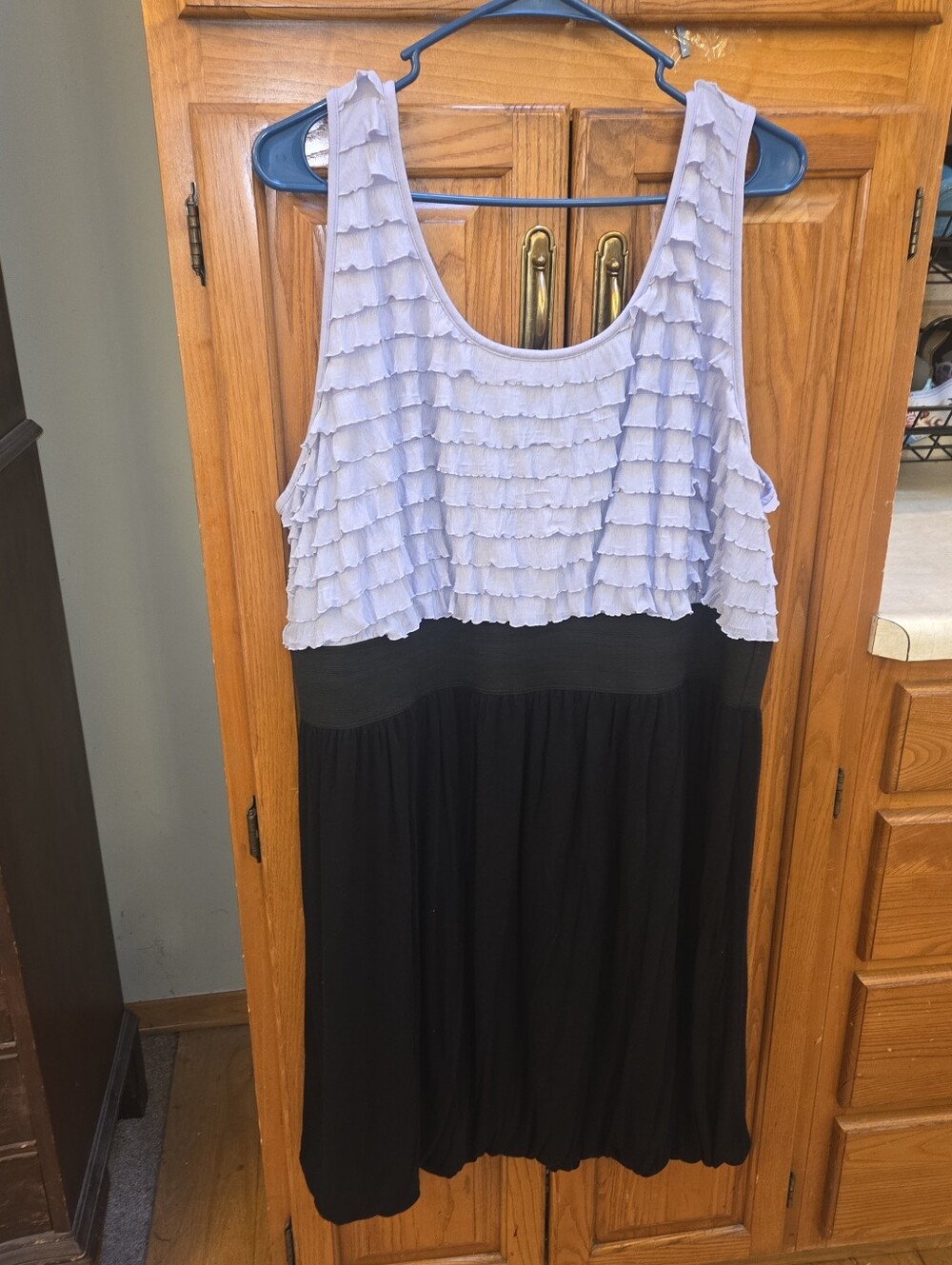 Maurices plus size 2 light purple/black ruffle tank/bubble skirt dress